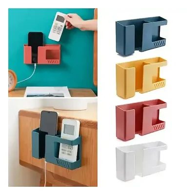Wall Hanging Box TV Air Conditioner Remote Control Storage Box Hole Free and Traceless Mobile Phone Charging Wall Hanging Shelf - Image 1