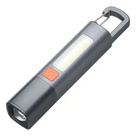 Mini Portable LED Flashlight USB Rechargeable With Hook Zoomable Torch