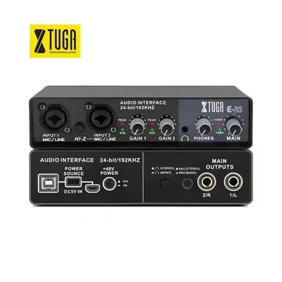 XTUGA E22 Audio Interface Sound Card with Monitoring,Electric Guitar Live Recording Professional Sound Card For Studio - Image 1