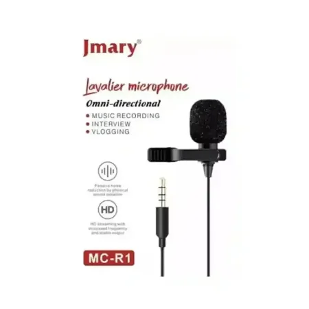 Jmary MC-R1 Lavalier Microphone Phone Laptop Recording Interview Lavalier Mic 3.5mm Mini Microphone Clip On for Clear Audio