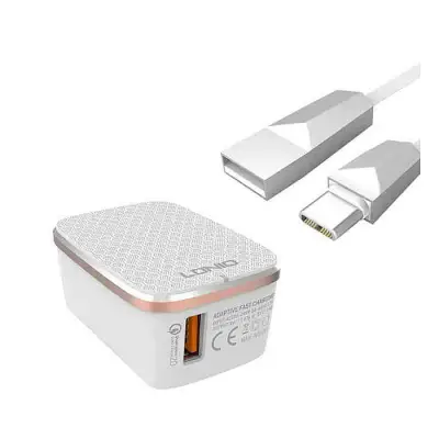 LDNIO A1204Q Quick Charge 3.0 Travel Charger with USB Type-C Cable