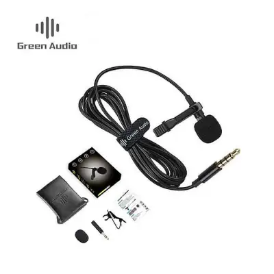 Green Audio Lavalier Microphone with TRS Converter