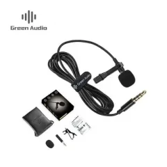 Green Audio Lavalier Microphone with TRS Converter