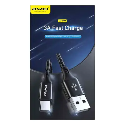 Awei CL-50T 3A  USB Type C Power Bank Mobile Phone Cables Fast Charging