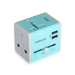 MOMAX 1-WORLD DUAL USB AC Universal TRAVEL ADAPTER
