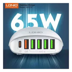 LDNIO A6573C 6 Port 65W Super Fast Charging Desktop Charger