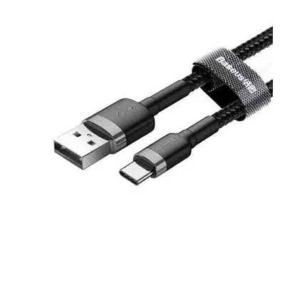 Baseus Cafule Cable Durable Nylon Braided Wire USB Type-C QC3.0 3A 1M black-grey CATKLF-BG1