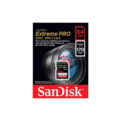 SanDisk Extreme PRO 64GB SDXC Memory Card, Up to 170 MB/s, Class 10, U3, V30