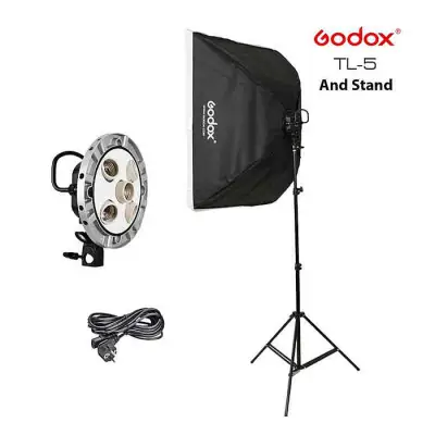 Godox TL-5 5 in 1 Bulb Head Multi-Holder Tricolor+ simplex Light Stand semplex+softbox 60*60cm Camera Photography Lighting 1pcs Set
