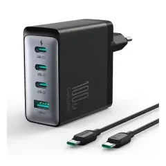GaN Ultra JR-TCG04 100W 3C1A Fast Charger- Black+100W C to C...