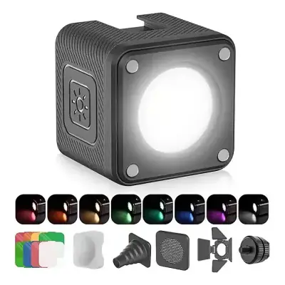 ULANZI LED Video Light Waterproof IP68 Camera Lighting Kit Mini Cube with 8 Color Gel Filters