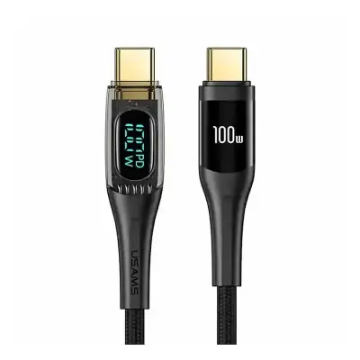 USAMS US-SJ591 Type-C To Type-C PD 100W Transparent Digital Display Cable (2 Meter)