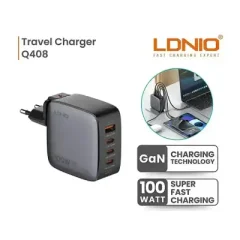 LDNIO Q408 100W GaN Super Fast Charger with Replaceable Plug...