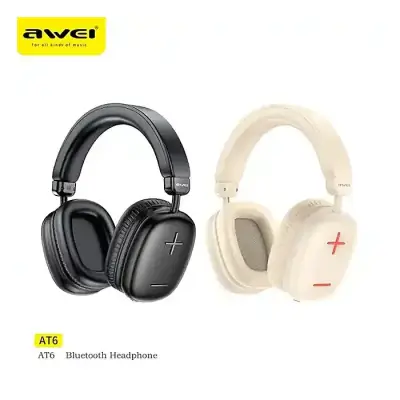 Awei AT6 Wireless Headphones Bluetooth 5.3 Earphones Foldable Gaming Headset Sport Headphone with Mic Music Earbuds 300mAh
