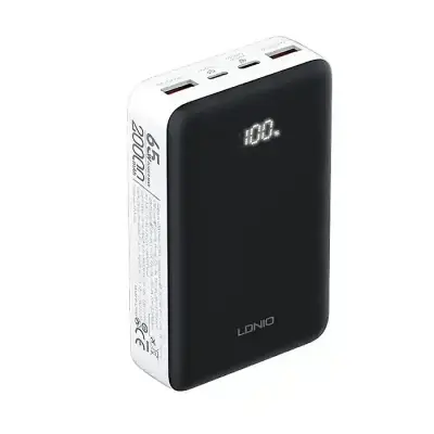 LDNIO PQ27 65W 77Wh 20000mah 77Wh Digital Display Power Bank External Battery Power Supply with 2 Inputs & 3 Outputs Support QC5/4+/3+/3.0 PD3.0 PPS SCP FCP SCP AFC PPS VOOC Fast Charging for iPhone 1