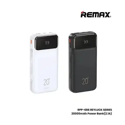 Remax RPP-686 Power Bank 20000mAh Reyluck Series 2.1A Smart LED Display Cabled Fast Charger