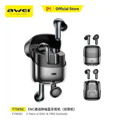 AWEI T79 ENC TWS Call Noise Canceling Original Heavy Bass True Wireless Earbuds