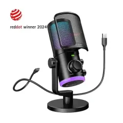 FIFINE AmpliGame AM6 Condenser Mic with Game/MIX RGB Microphone