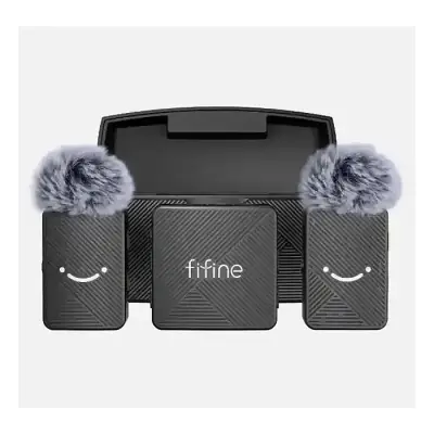 FIFINE M9 Dual Wireless Lav Microphones System with Charging Case